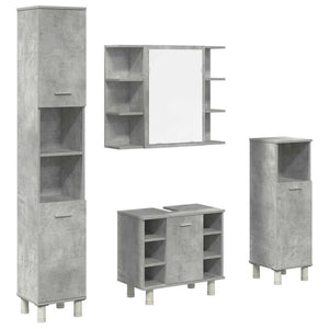 vidaXL 4 Piece Bathroom Furniture Set Concrete Grey Engineered Wood