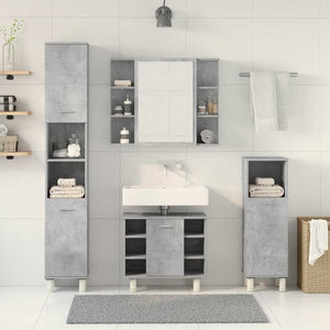 vidaXL 4 Piece Bathroom Furniture Set Concrete Grey Engineered Wood