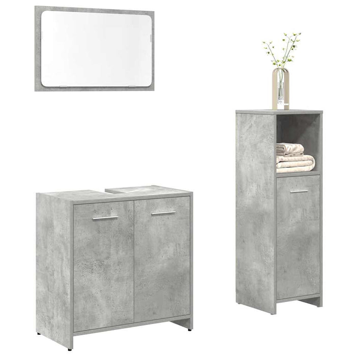 vidaXL 3 Piece Bathroom Furniture Set Concrete Grey Engineered Wood