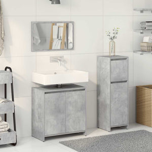 vidaXL 3 Piece Bathroom Furniture Set Concrete Grey Engineered Wood