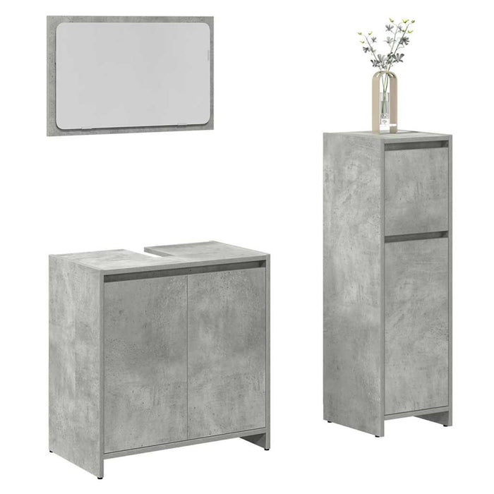 vidaXL 3 Piece Bathroom Furniture Set Concrete Grey Engineered Wood