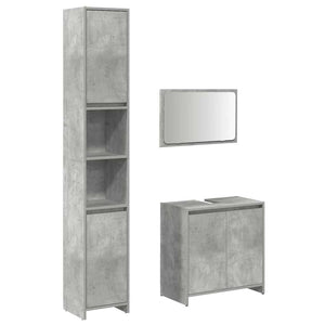 vidaXL 3 Piece Bathroom Furniture Set Concrete Grey Engineered Wood