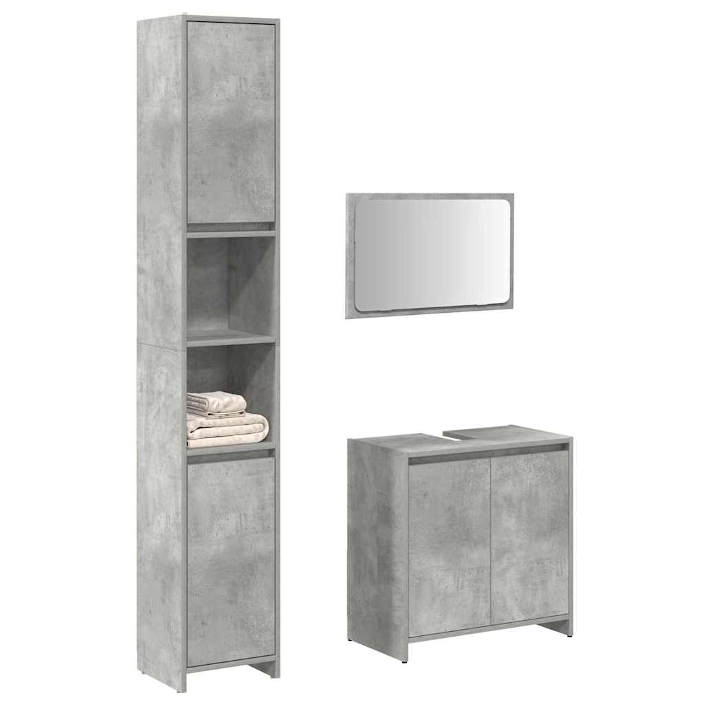 vidaXL 3 Piece Bathroom Furniture Set Concrete Grey Engineered Wood