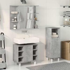 vidaXL 3 Piece Bathroom Furniture Set Concrete Grey Engineered Wood