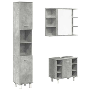 vidaXL 3 Piece Bathroom Furniture Set Concrete Grey Engineered Wood