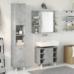 vidaXL 3 Piece Bathroom Furniture Set Concrete Grey Engineered Wood