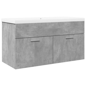 vidaXL Bathroom Sink Cabinet with Built-in Basin Concrete Grey