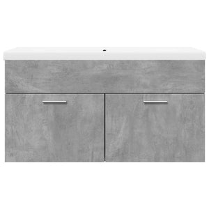 vidaXL Bathroom Sink Cabinet with Built-in Basin Concrete Grey