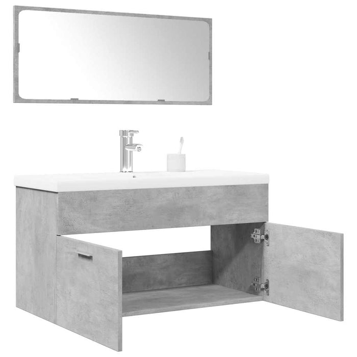 vidaXL 3 Piece Bathroom Furniture Set Concrete Grey Engineered Wood