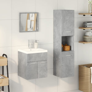 vidaXL 3 Piece Bathroom Furniture Set Concrete Grey Engineered Wood