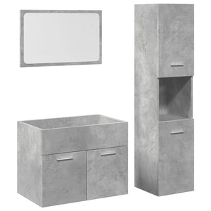 vidaXL 3 Piece Bathroom Furniture Set Concrete Grey Engineered Wood