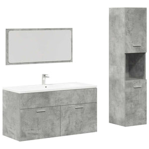 vidaXL 3 Piece Bathroom Furniture Set Concrete Grey Engineered Wood