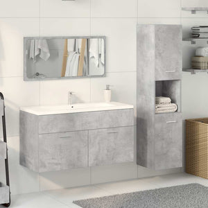 vidaXL 3 Piece Bathroom Furniture Set Concrete Grey Engineered Wood