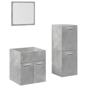 vidaXL 3 Piece Bathroom Furniture Set Concrete Grey Engineered Wood