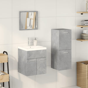 vidaXL 3 Piece Bathroom Furniture Set Concrete Grey Engineered Wood