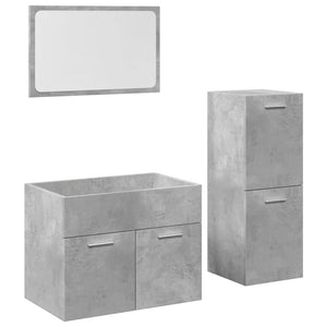 vidaXL 3 Piece Bathroom Furniture Set Concrete Grey Engineered Wood