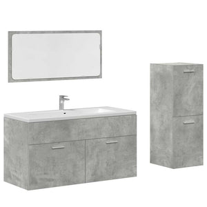 vidaXL 3 Piece Bathroom Furniture Set Concrete Grey Engineered Wood