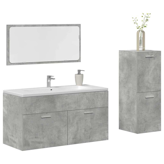 vidaXL 3 Piece Bathroom Furniture Set Concrete Grey Engineered Wood