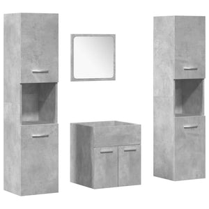 vidaXL 4 Piece Bathroom Furniture Set Concrete Grey Engineered Wood