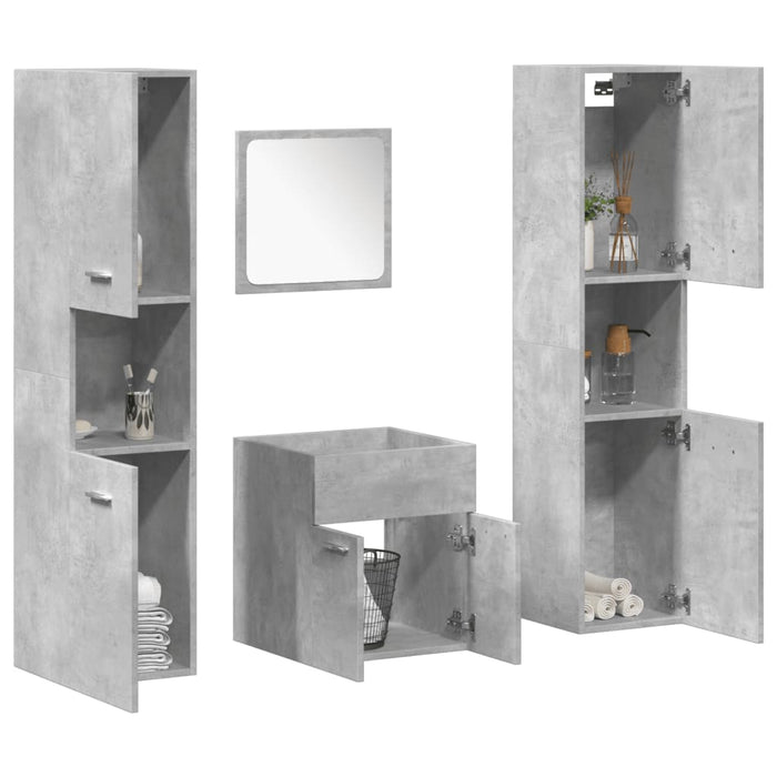 vidaXL 4 Piece Bathroom Furniture Set Concrete Grey Engineered Wood