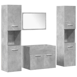 vidaXL 4 Piece Bathroom Furniture Set Concrete Grey Engineered Wood