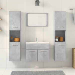 vidaXL 4 Piece Bathroom Furniture Set Concrete Grey Engineered Wood