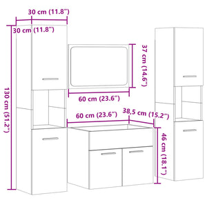 vidaXL 4 Piece Bathroom Furniture Set Concrete Grey Engineered Wood