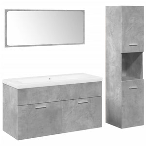 vidaXL 4 Piece Bathroom Furniture Set Concrete Grey Engineered Wood