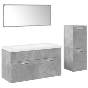 vidaXL 4 Piece Bathroom Furniture Set Concrete Grey Engineered Wood