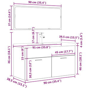 vidaXL 3 Piece Bathroom Furniture Set Concrete Grey Engineered Wood