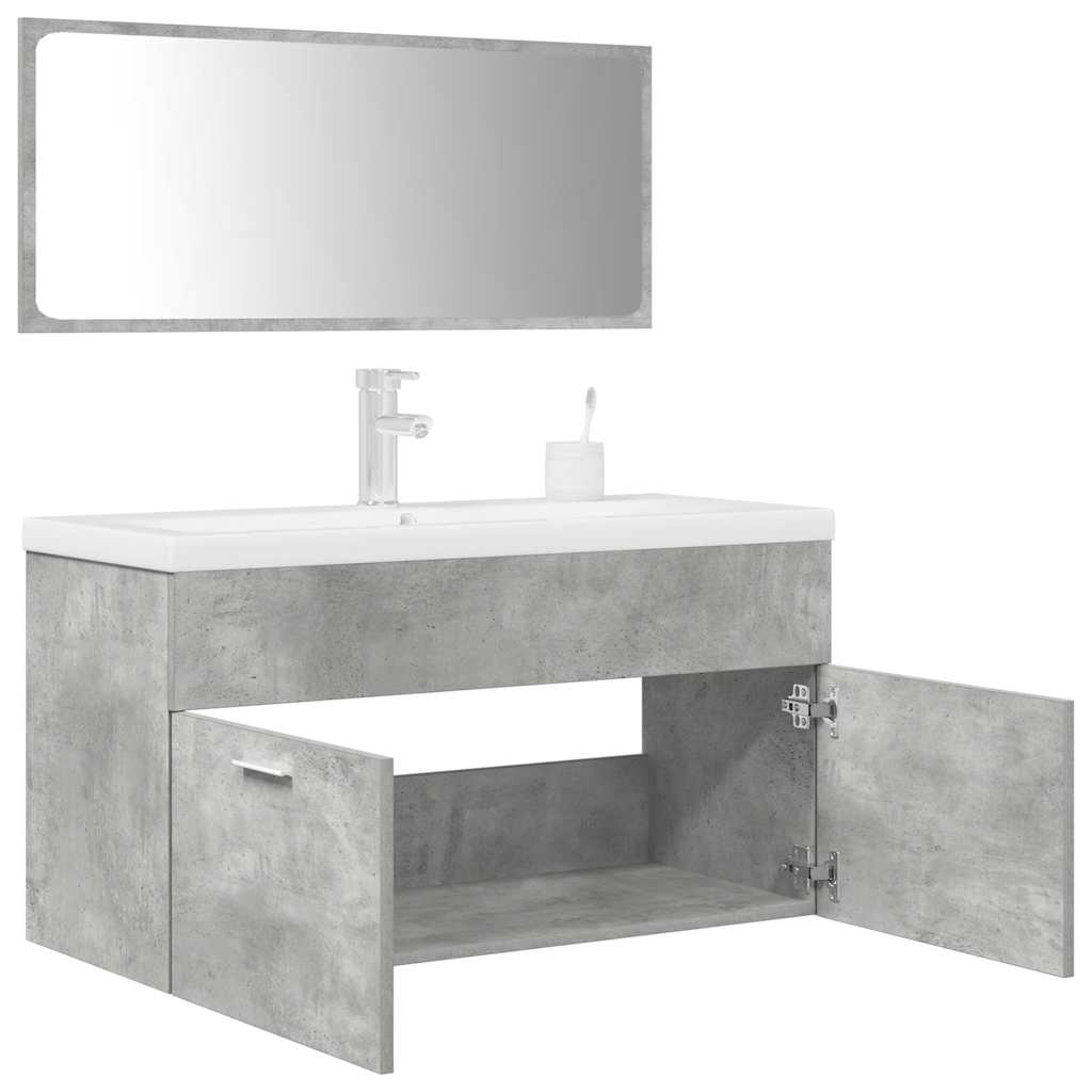 vidaXL 3 Piece Bathroom Furniture Set Concrete Grey Engineered Wood