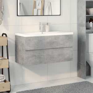 vidaXL 2 Piece Bathroom Furniture Set Concrete Grey Engineered Wood