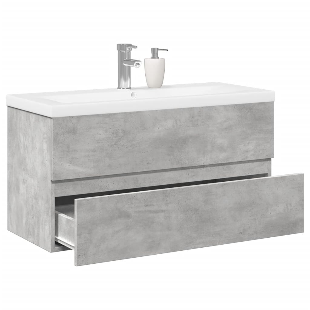 vidaXL 2 Piece Bathroom Furniture Set Concrete Grey Engineered Wood