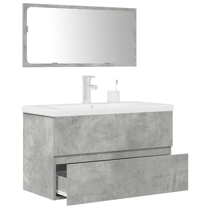 vidaXL 3 Piece Bathroom Furniture Set Concrete Grey Engineered Wood