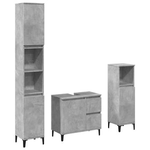 vidaXL 3 Piece Bathroom Furniture Set Concrete Grey Engineered Wood