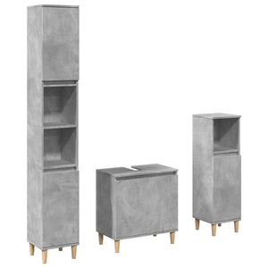 vidaXL 3 Piece Bathroom Furniture Set Concrete Grey Engineered Wood