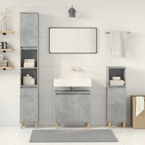 vidaXL 3 Piece Bathroom Furniture Set Concrete Grey Engineered Wood