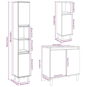 vidaXL 3 Piece Bathroom Furniture Set Concrete Grey Engineered Wood