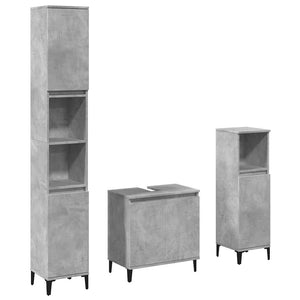 vidaXL 3 Piece Bathroom Furniture Set Concrete Grey Engineered Wood