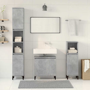 vidaXL 3 Piece Bathroom Furniture Set Concrete Grey Engineered Wood