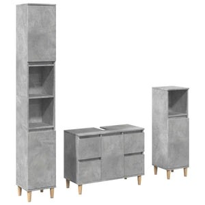 vidaXL 3 Piece Bathroom Furniture Set Concrete Grey Engineered Wood