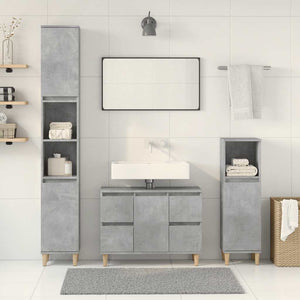 vidaXL 3 Piece Bathroom Furniture Set Concrete Grey Engineered Wood