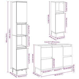 vidaXL 3 Piece Bathroom Furniture Set Concrete Grey Engineered Wood