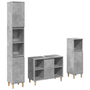 vidaXL 3 Piece Bathroom Furniture Set Concrete Grey Engineered Wood