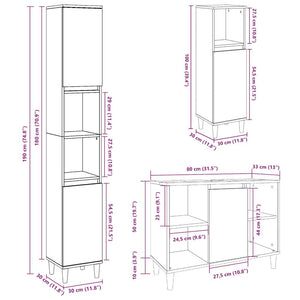 vidaXL 3 Piece Bathroom Furniture Set Concrete Grey Engineered Wood