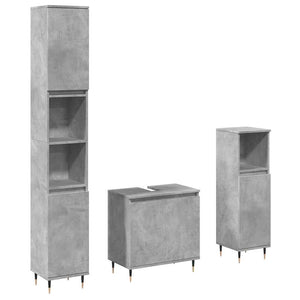 vidaXL 3 Piece Bathroom Furniture Set Concrete Grey Engineered Wood