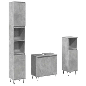 vidaXL 3 Piece Bathroom Furniture Set Concrete Grey Engineered Wood