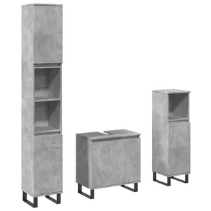 vidaXL 3 Piece Bathroom Furniture Set Concrete Grey Engineered Wood