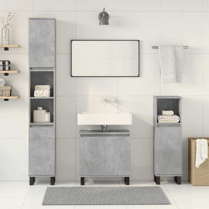 vidaXL 3 Piece Bathroom Furniture Set Concrete Grey Engineered Wood