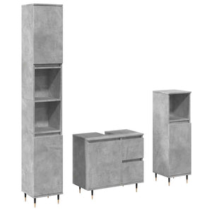 vidaXL 3 Piece Bathroom Furniture Set Concrete Grey Engineered Wood